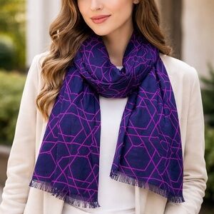 J. Crew Factory Women's Scarf Lightweight Wrap Viscose Blue & Purple MSRP $46.50